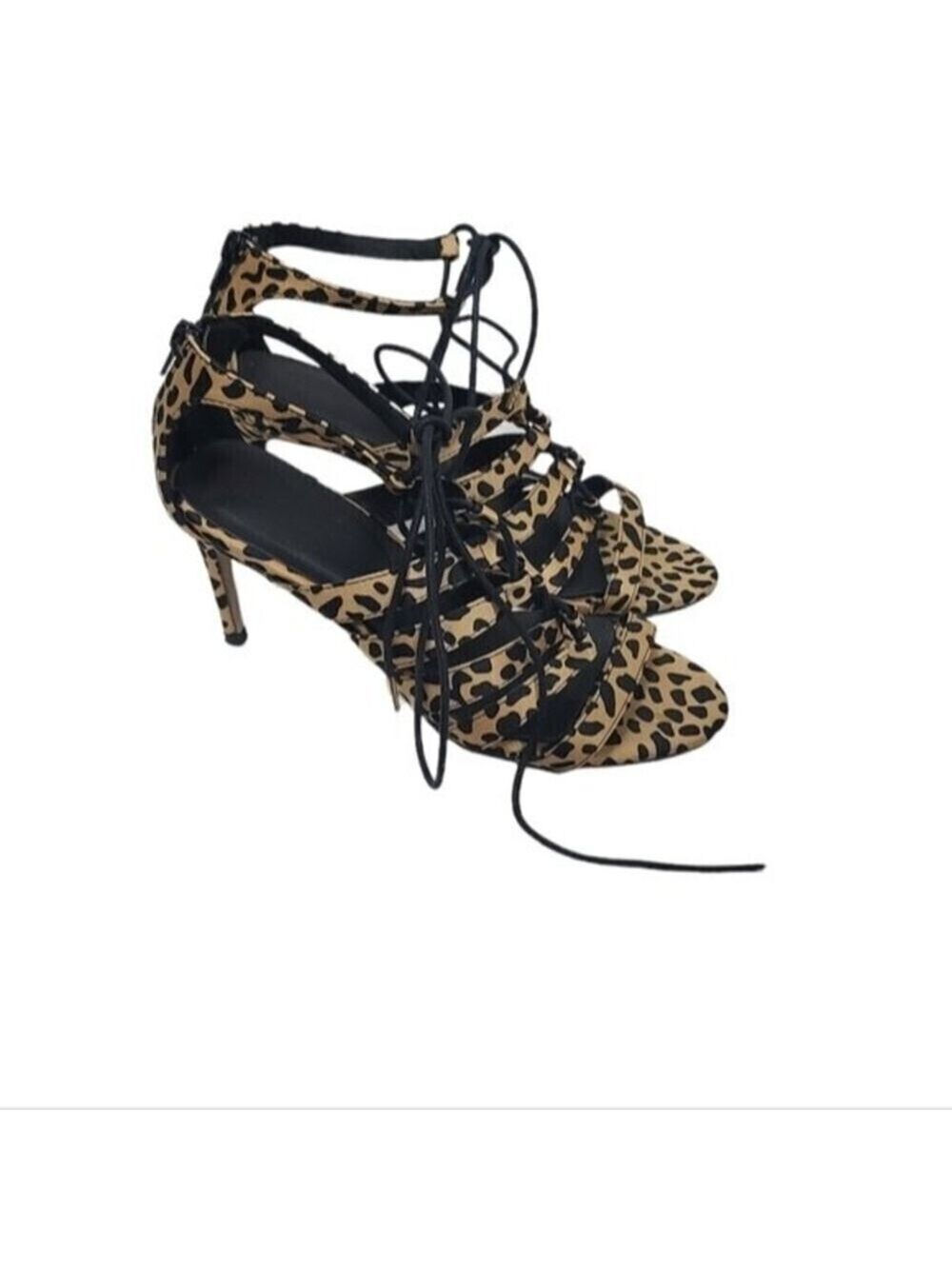 Asos Husky Animal Print Lace Up Heels 5.5